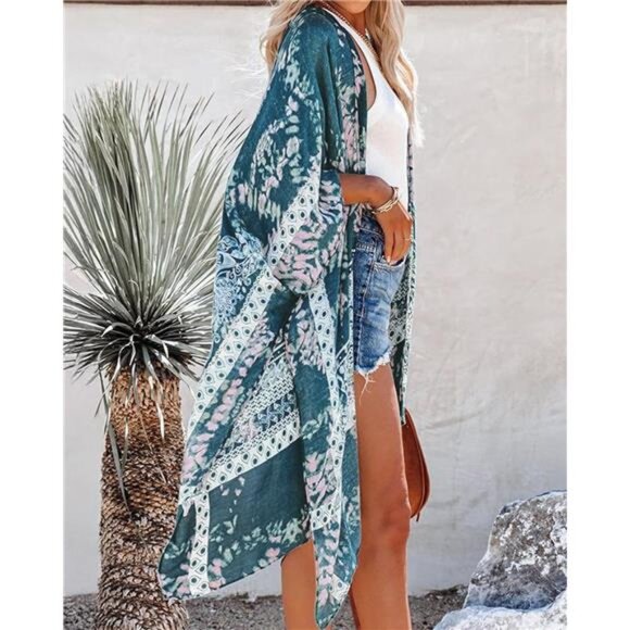 Women's Kimono Swimsuit Coverups Summer Beach Casual Loose Cardigans - Picture 5 of 7